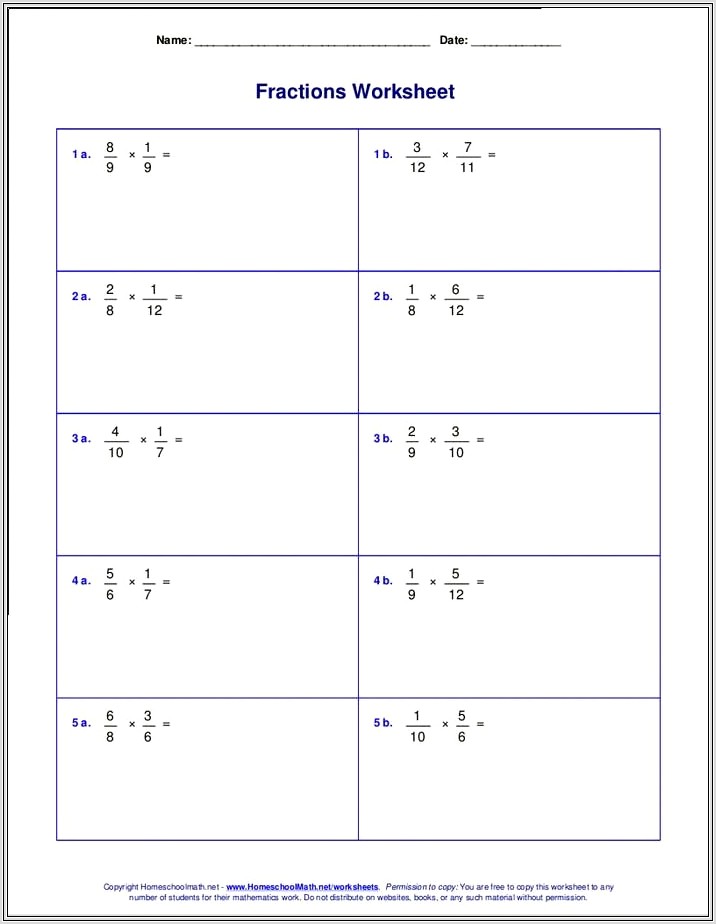 6th Grade Math Worksheets Simplifying Fractions