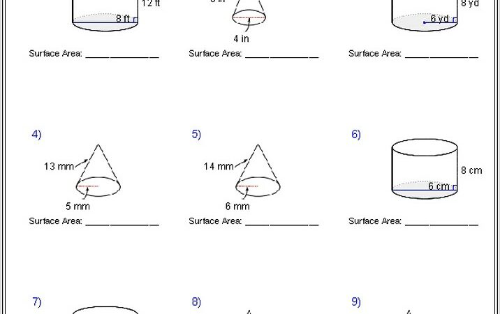 6th Grade Math Worksheets Surface Area