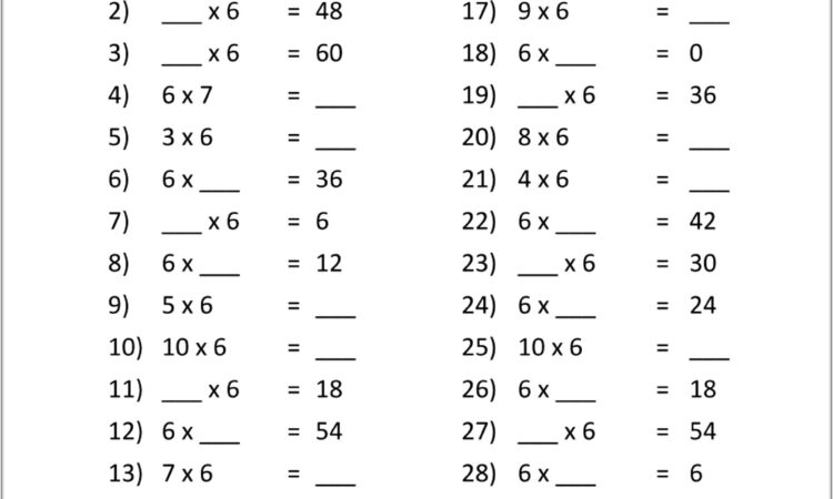 7 Times Table Test Worksheet