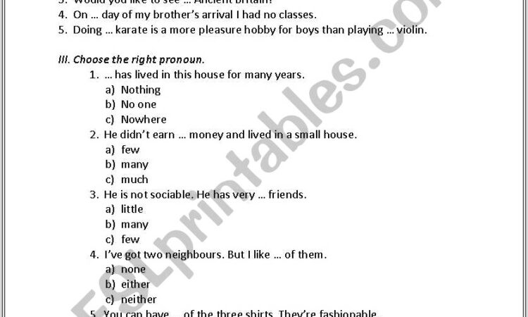 7th Grade English Grammar Worksheets