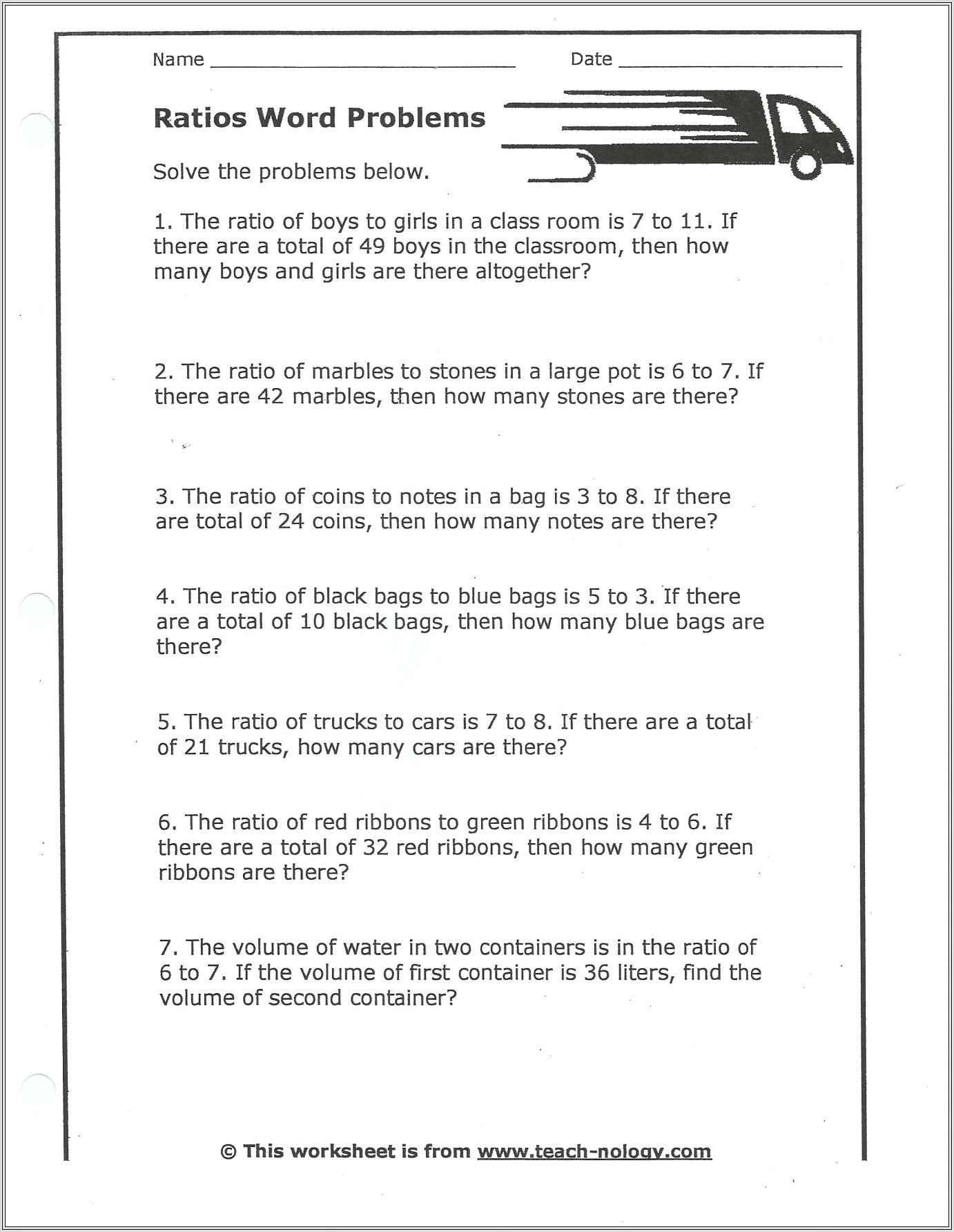7th Grade Math Proportion Worksheets