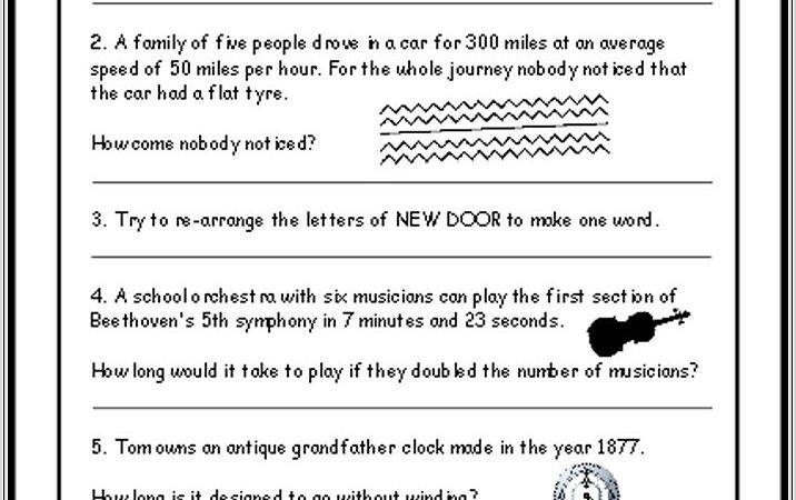 8th Grade Math Brain Teasers Worksheets