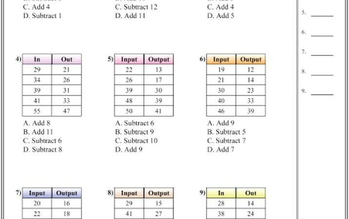 8th Grade Math Patterns Worksheets