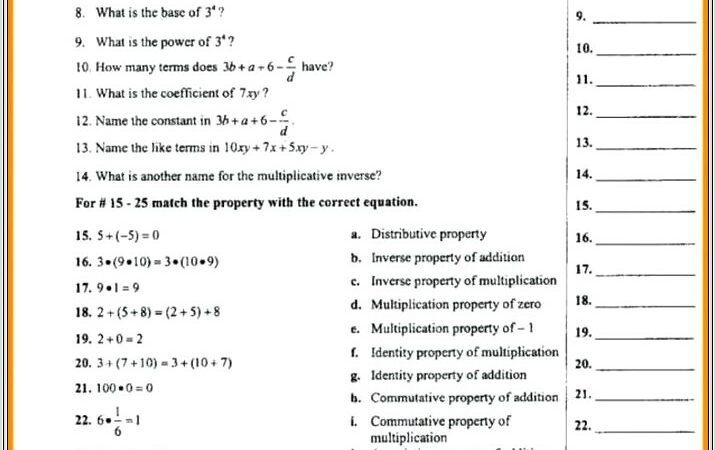 8th Grade Math Worksheet Pdf