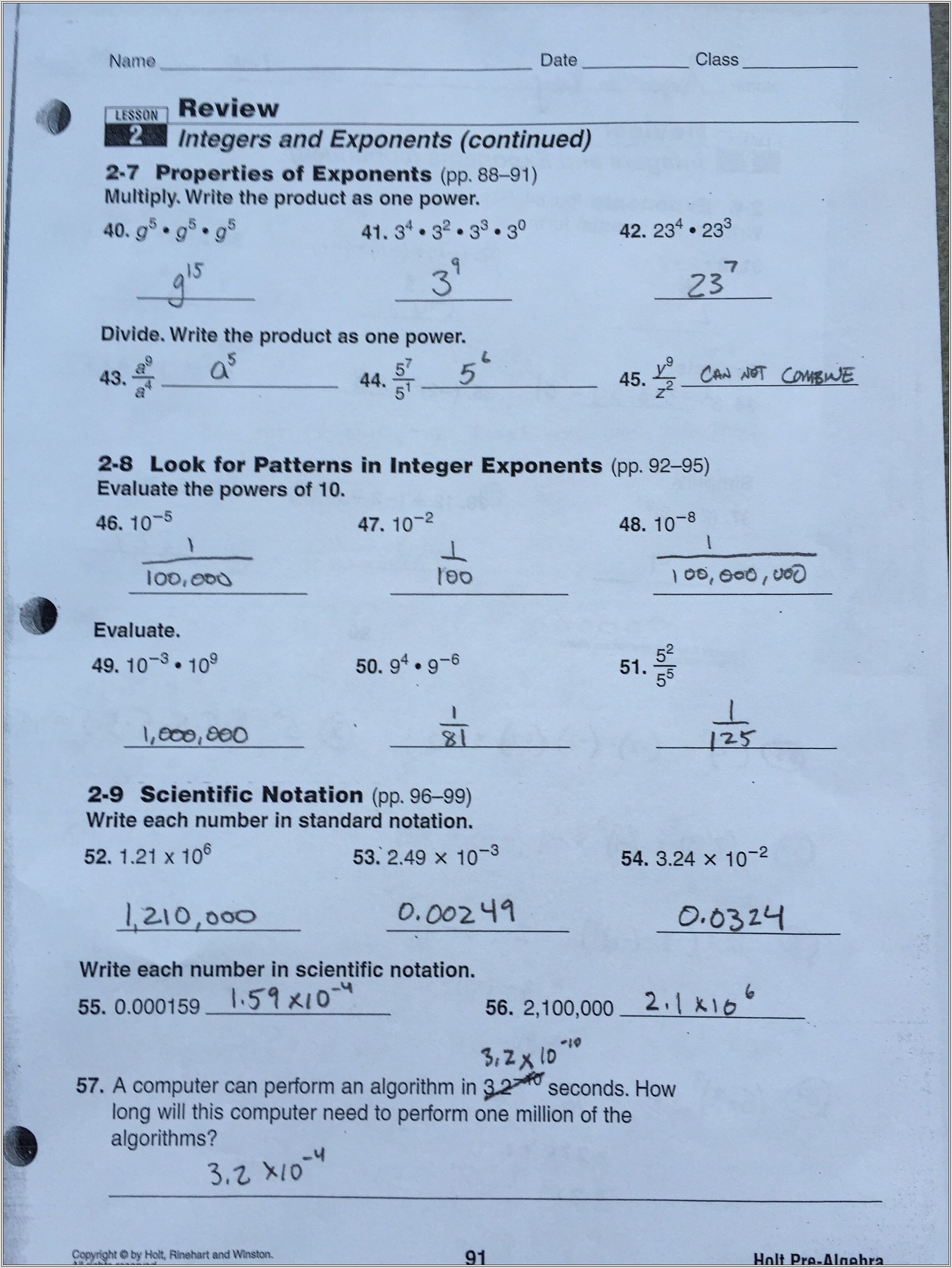 8th Grade Math Worksheets Review