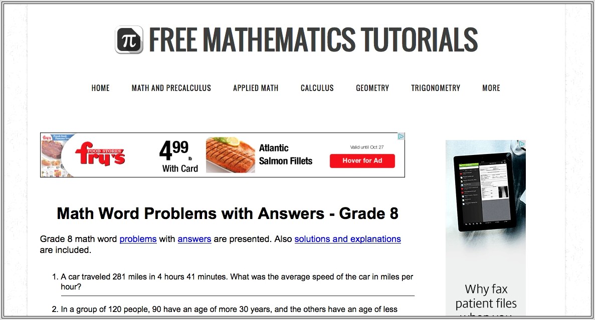 8th Grade Math Worksheets With Examples