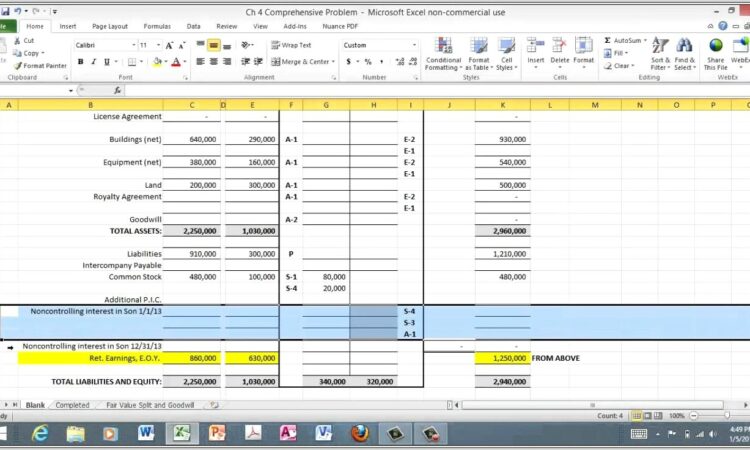 Accounting Consolidation Worksheet In Excel