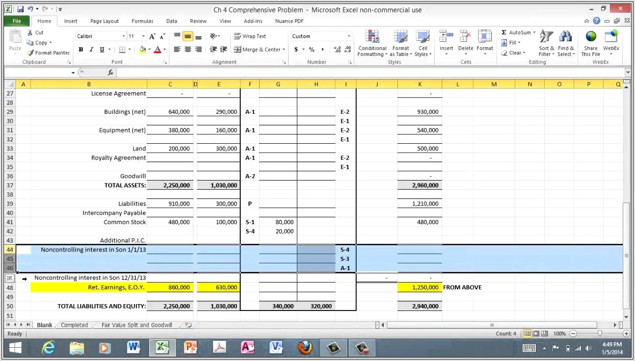 Accounting Consolidation Worksheet In Excel