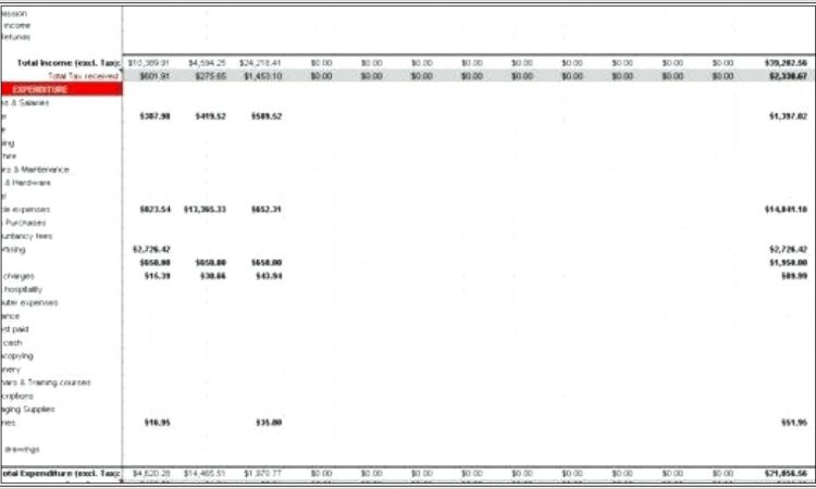 Accounting Excel Sheets For Small Business