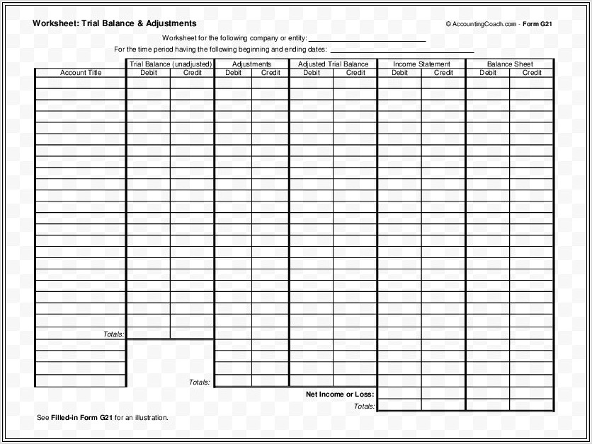 Accounting Worksheet Template Microsoft Excel