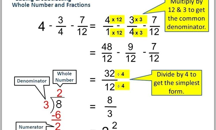 Add Subtract Whole Numbers Worksheet