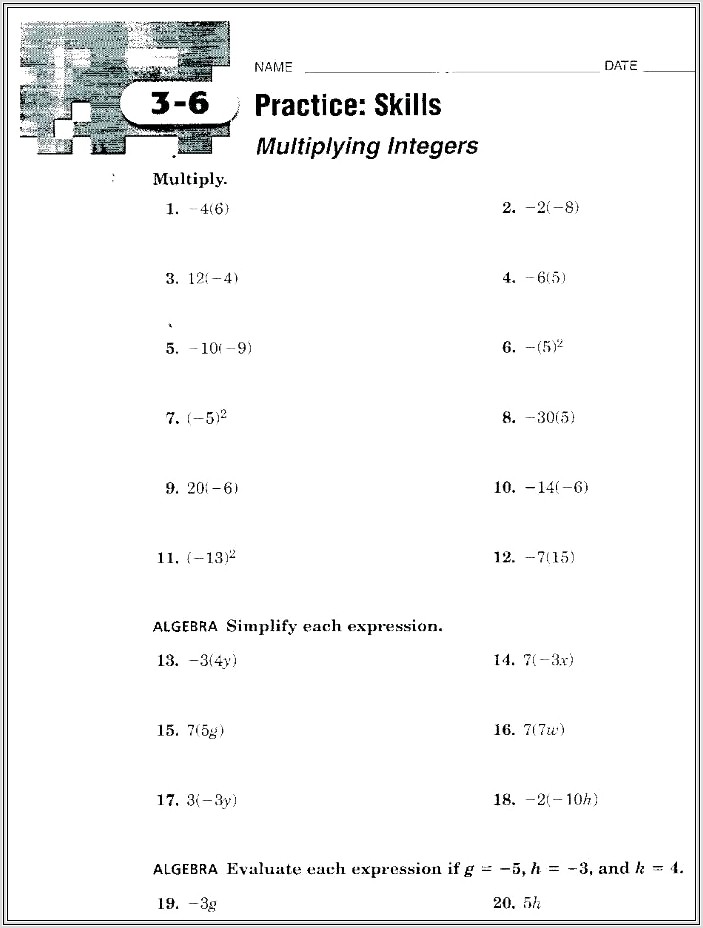 Adding And Multiplying Negative Numbers Worksheets