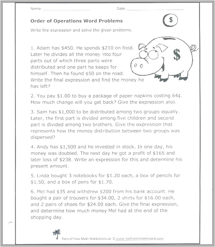 Adding And Subtracting Whole Numbers Worksheet