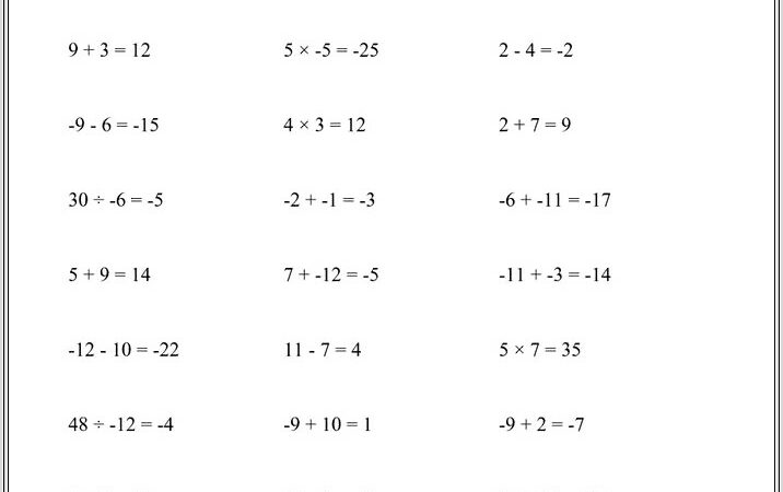 Adding Positive And Negative Numbers Worksheet Ks2