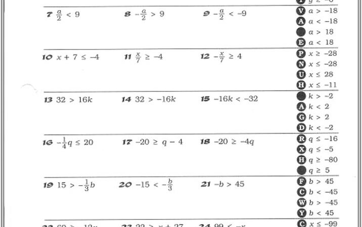 Algebra Worksheet 87 Answers