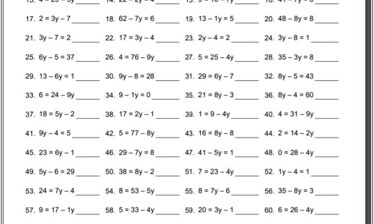 Algebra Worksheet For Year 7