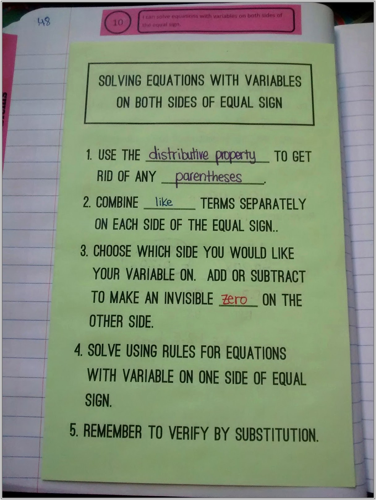 Algebra Worksheet With Variables