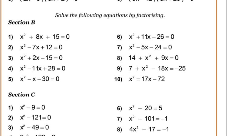 Algebra Worksheets Year 10