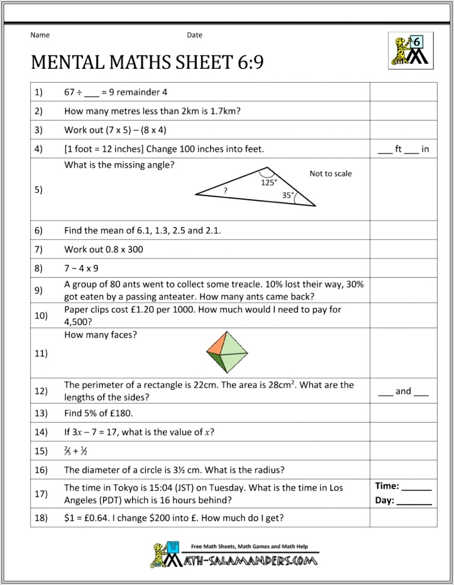 Algebra Worksheets Year 9 With Answers