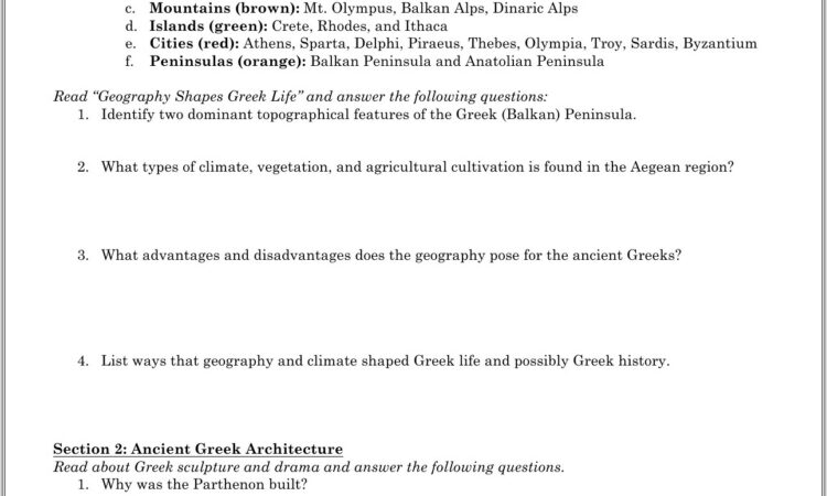 Ancient Greece Timeline Worksheet