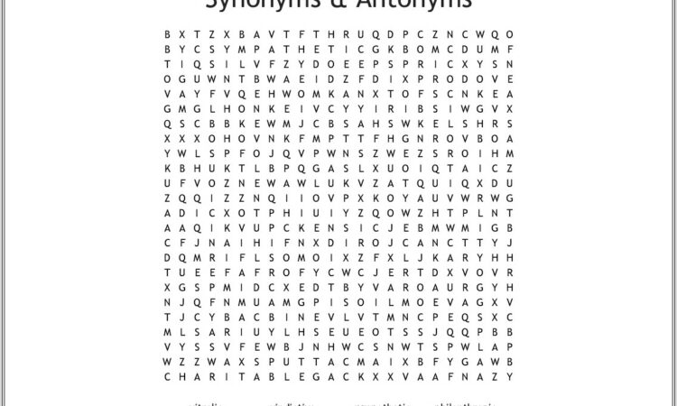 Antonym Word Search Answers