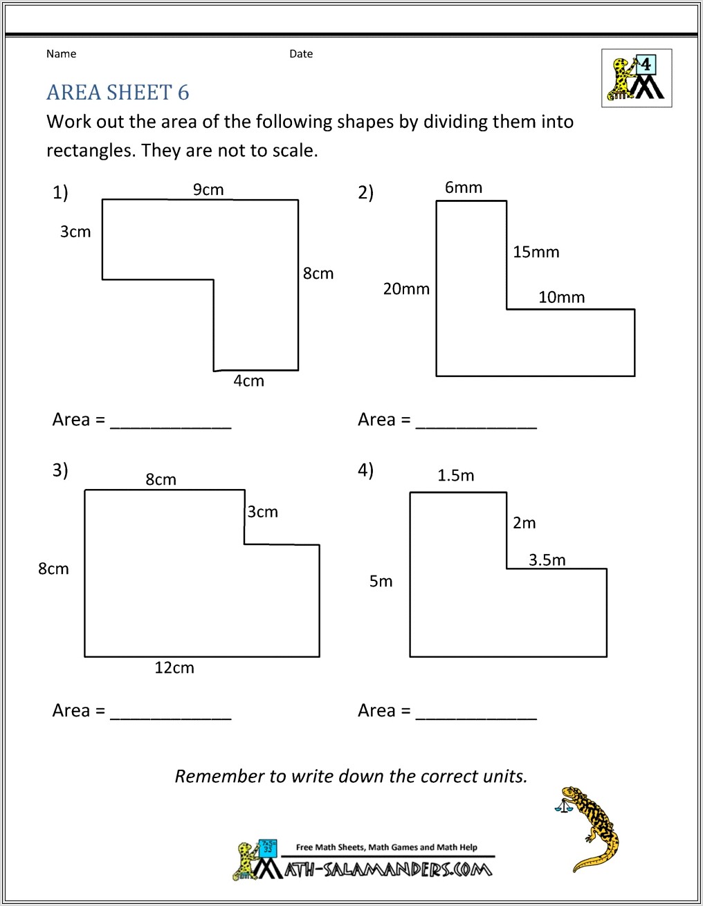 Area Of Figures With Irregular Shapes Worksheet
