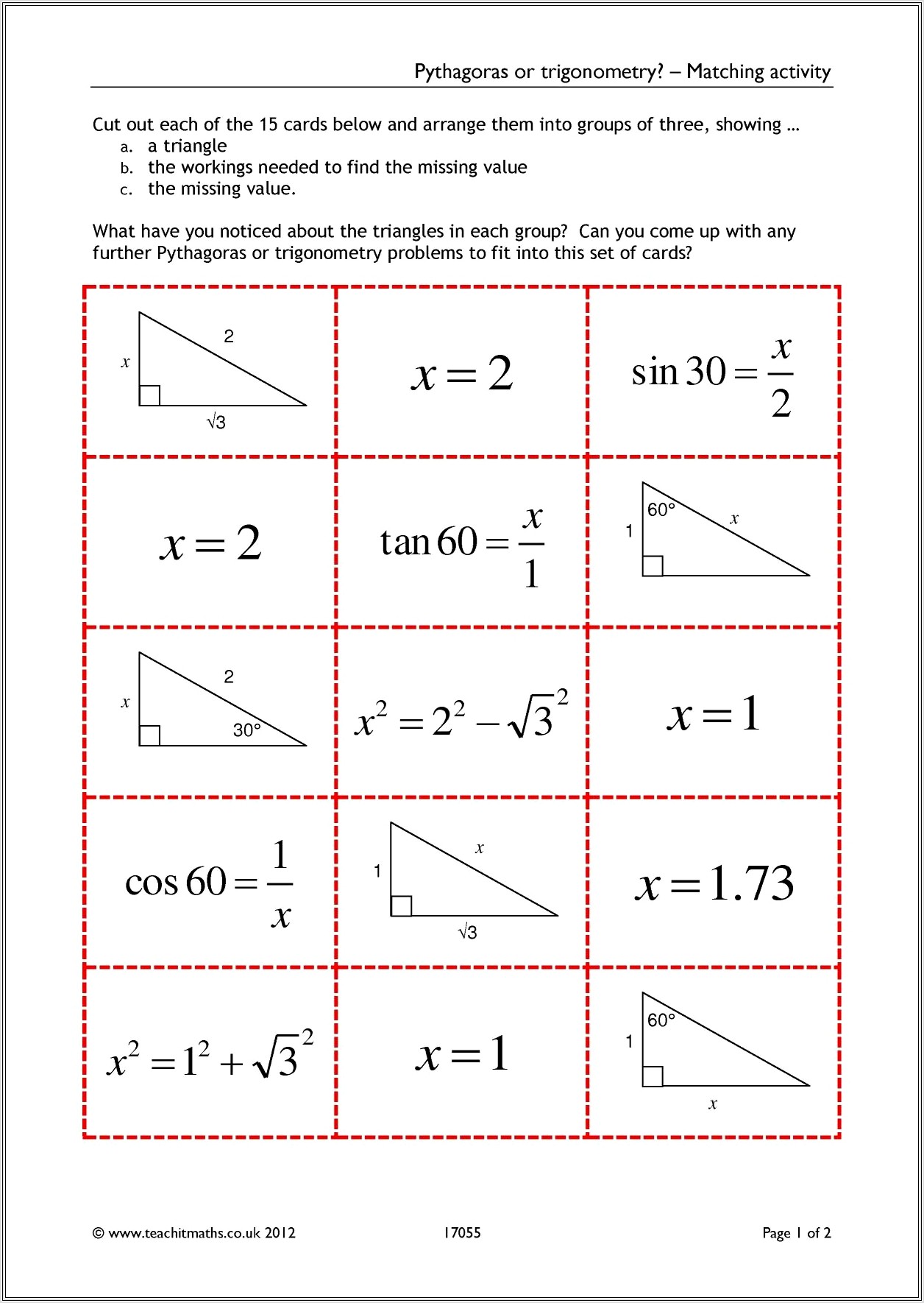 Area Of Triangle Printable Worksheets