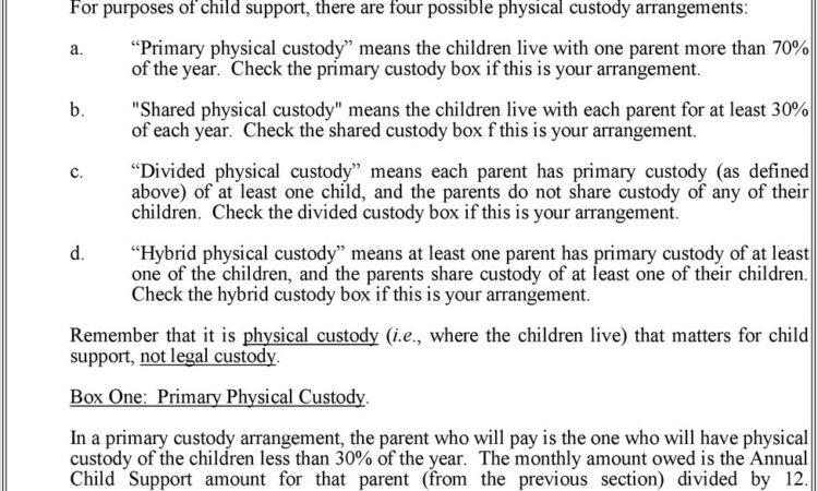 Arizona Child Support Worksheet Joint Custody