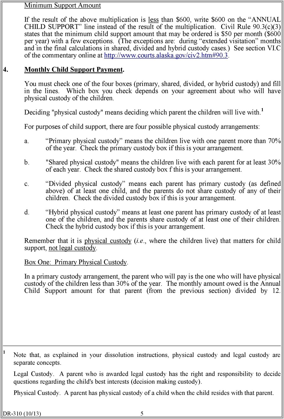 Arizona Child Support Worksheet Joint Custody