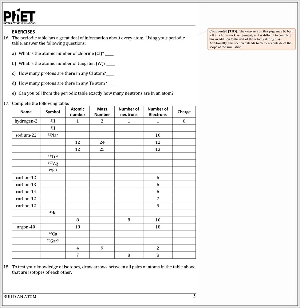 Atomic Structure And Periodic Table Worksheet Answers