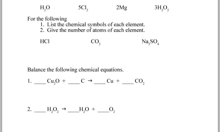 Balancing Chemical Equations Worksheet Number 3