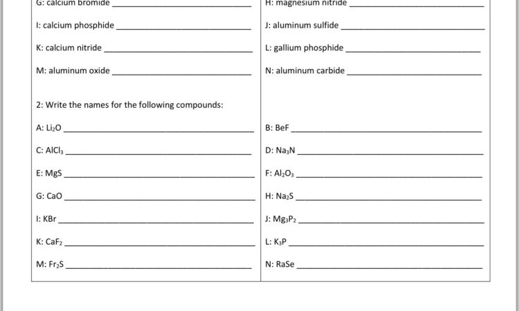 Balancing Word Equations Worksheet And Answers