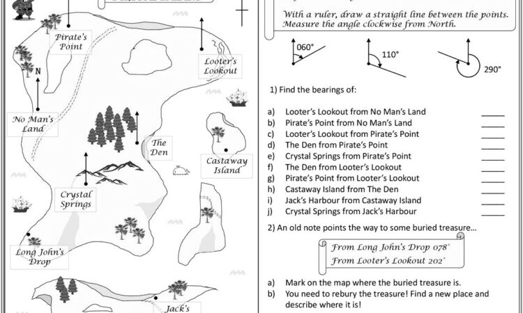 Bearings Worksheet Treasure Map