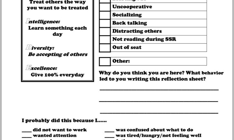 Behavior Time Out Worksheet