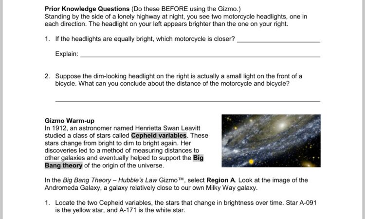 Big Bang Timeline Worksheet