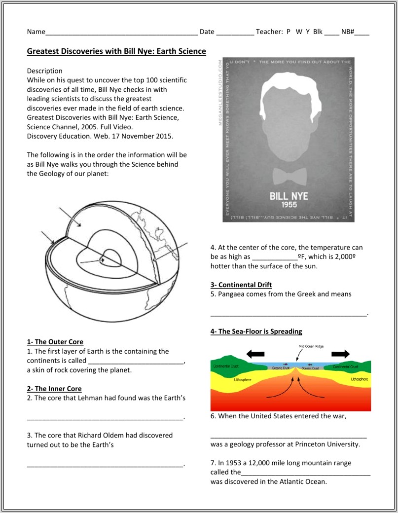 Bill Nye Plate Tectonics Worksheet