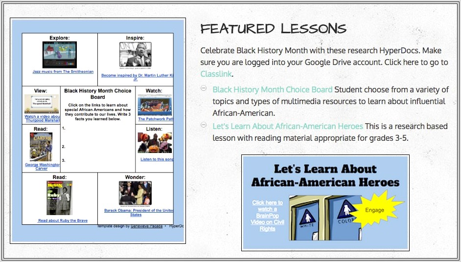Black History Month Online Lessons