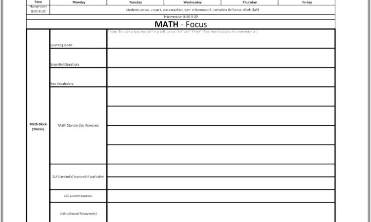 Blank Math Vocabulary Worksheet