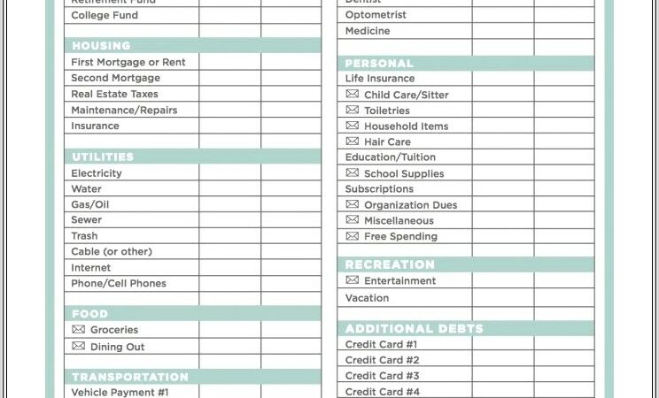 Budget Worksheet For New Graduates