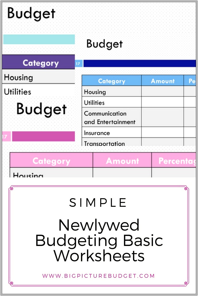 Budget Worksheet For Newlyweds