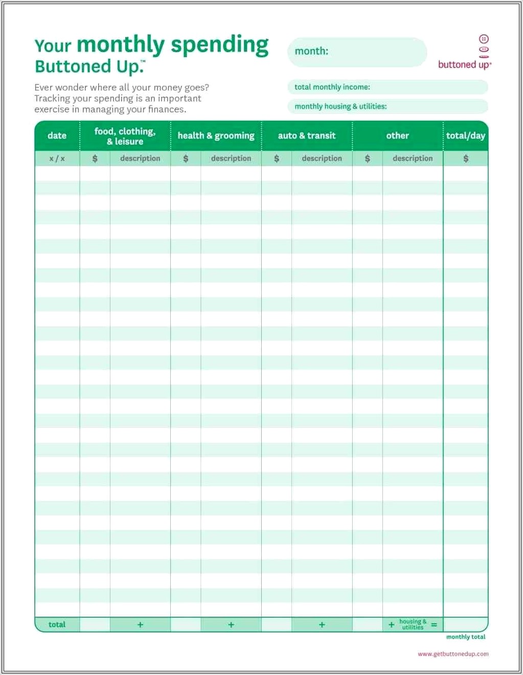 Budget Worksheet For Students