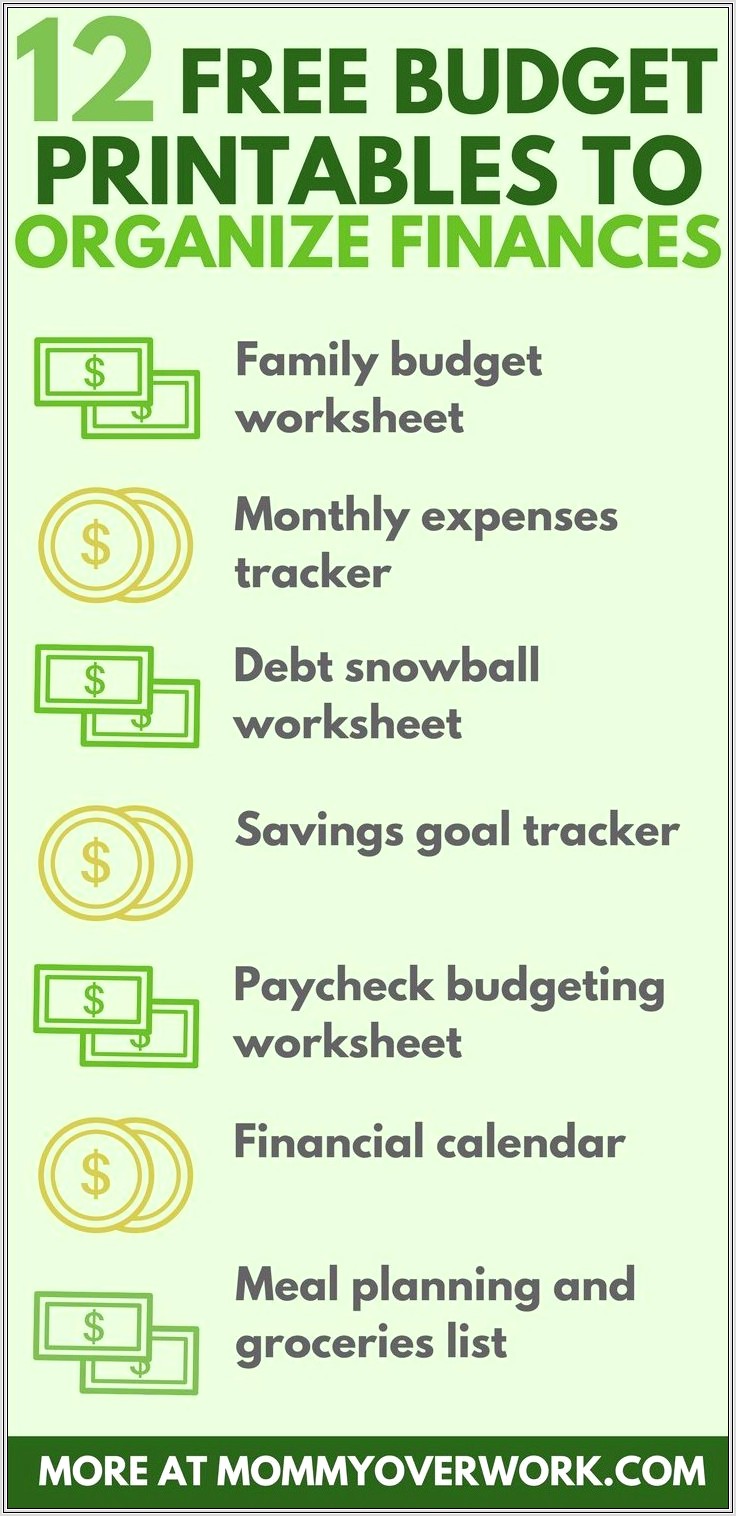 Budget Worksheet For Young Families