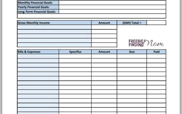 Budget Worksheet Free Printable