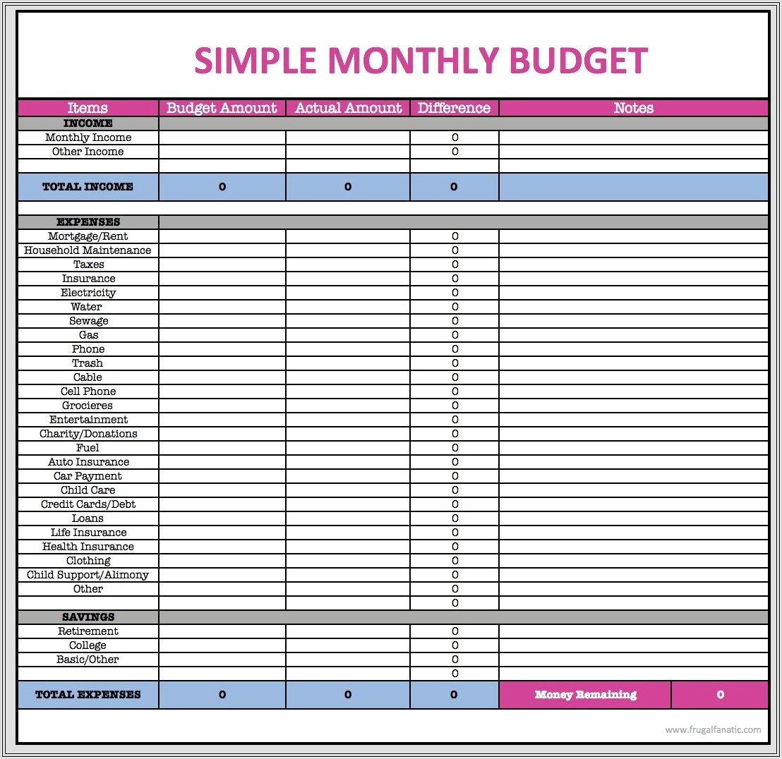 Budget Worksheet Microsoft Office