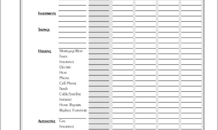 Budget Worksheet Printable Pdf