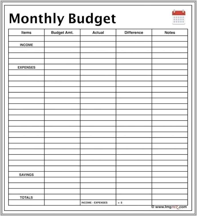 Budget Worksheet To Print