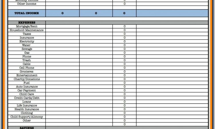 Budget Worksheet To Save For A House