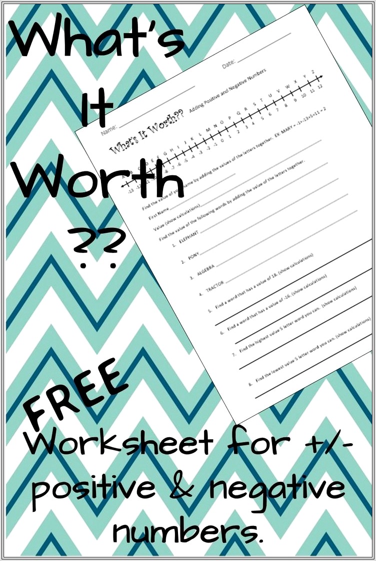 Calculating With Positive And Negative Numbers Worksheets