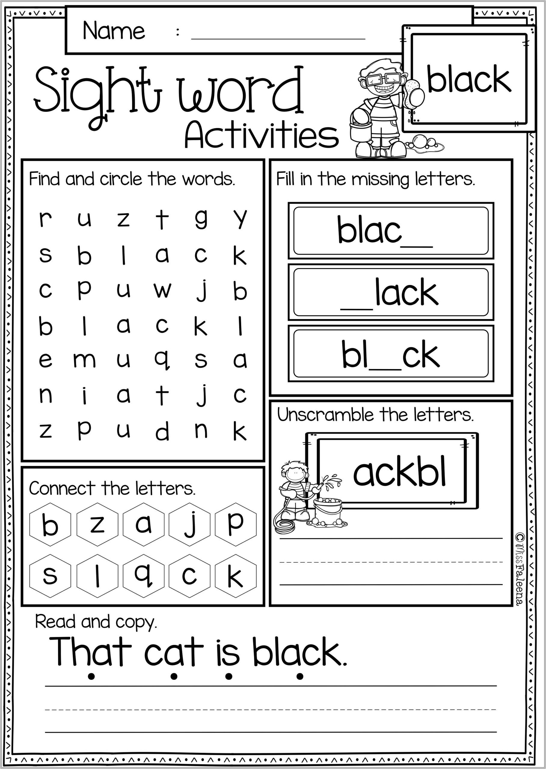 Can Sight Word Worksheet