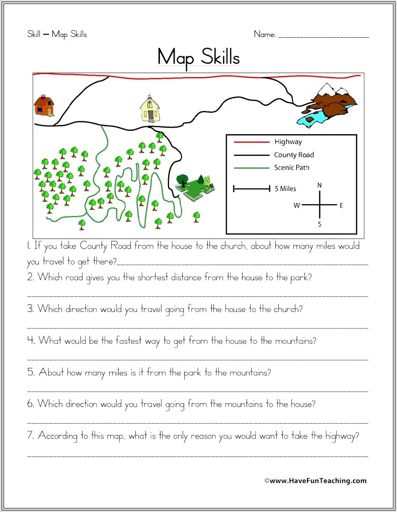 Cardinal Directions Worksheet For 4th Grade